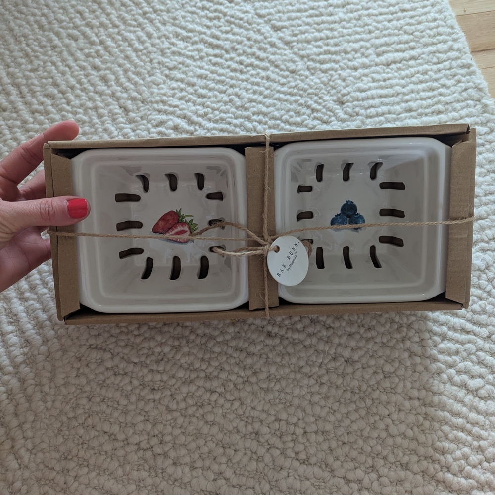 Rae Dunn White Berry Basket Set